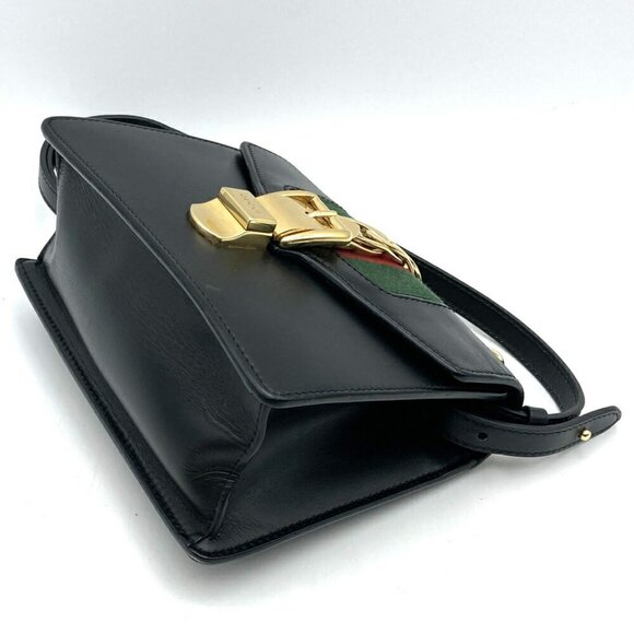 GUCCI Black Leather Sylvie Shoulder Bag - Picture 4 of 11